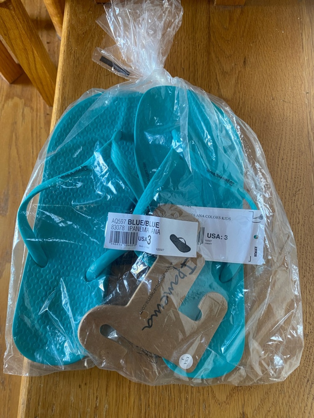 Ipanema Teal Girls Flip Flop Size 3